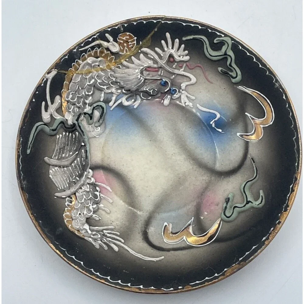 Vintage Dragon Ware Tea Set Moriage 13 Pieces Made in Japan 1940s
